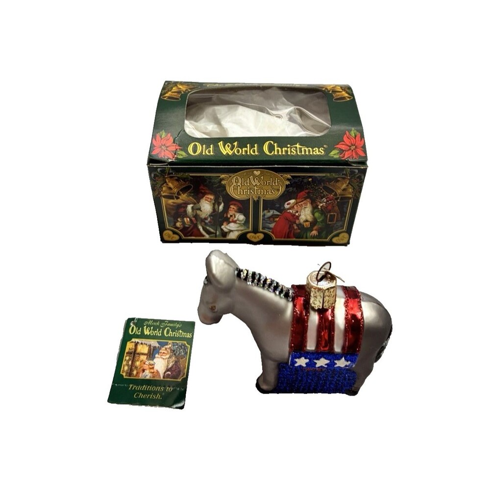 Old World Christmas Democratic Donkey Patriotic Ornament Vintage 2003 OWC